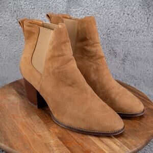 J.Crew Women's Rory Boots Size 10 Chelsea Block Heel Brown Microsuede Pull On